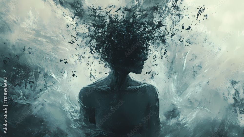 Ptsd is the haunting echo of the mind, replaying past traumas: depict a person with ptsd, surrounded by echoes. Echo. Illustration Ptsd is the haunting echo of the mind, replaying past traumas: depict a person with ptsd, surrounded by echoes. Echo. Illustration