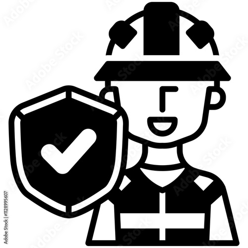 Worker Insurance Black Fill Icon