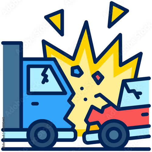 Auto Accident Filled Line Icon