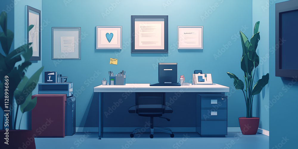 Fototapeta premium Futuristic Neon Lit Hospital Waiting Room