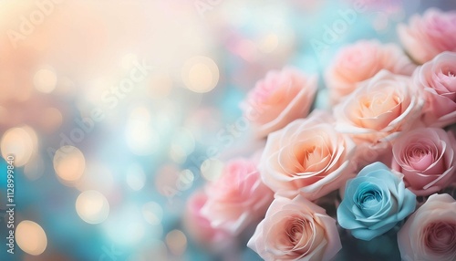 blurred of sweet roses in pastel color style on soft blur bokeh texture for background