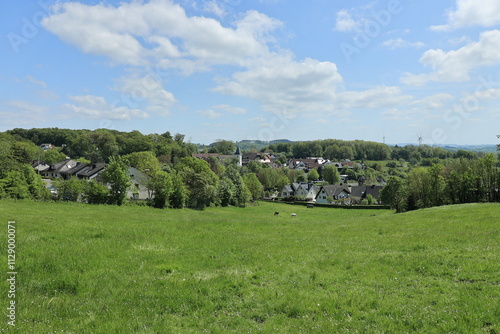 Blick auf die Frühlingshafte Naturlandschaft der Stadt Balve im Sauerland	 photo