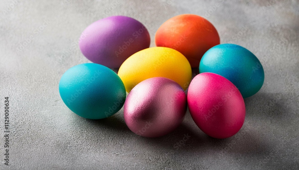 colorful easter eggs on grey cement background colorful easter eggs on grey cement background