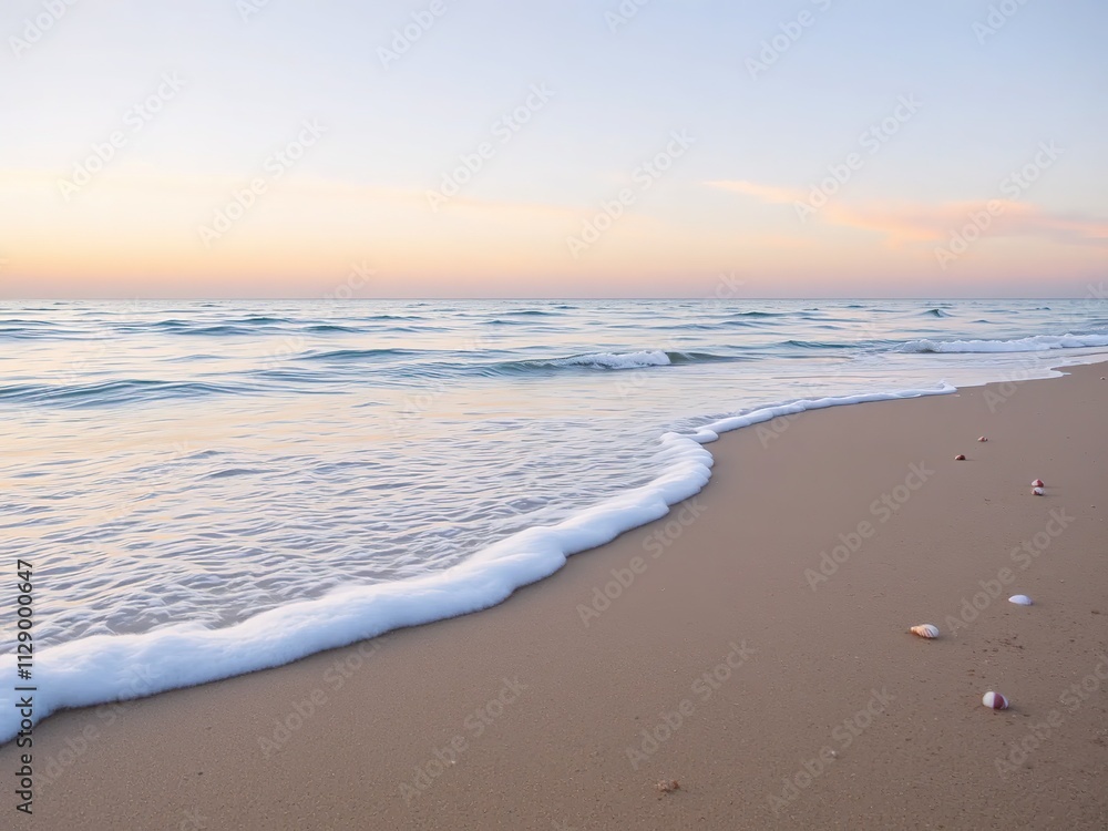 Obraz premium Gentle waves lapping at the shore to evoke a sense of peace, AI generated.