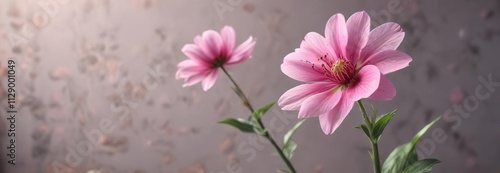 Delicate pink flower with a small tag attached to its stem, romantic decoration, floral accessory, floral arrangement