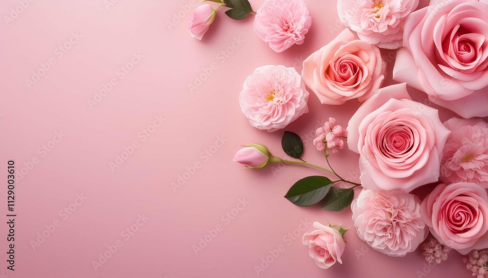 pink roses and flowers on a pink background pink roses and flowers on a pink background