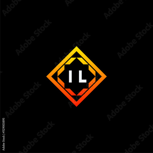 IL initials dynamic geometric logo design features a bold lettering sign in an orange and black color scheme, displayed against a dark background Free Download IL initials dynamic geometric logo design features a bold lettering sign in an orange and black color scheme, displayed against a dark background - GFXLoad