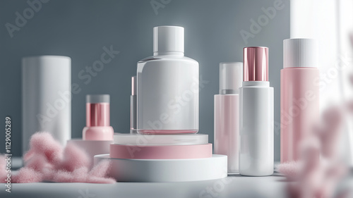 Wallpaper Mural  All-in-One cosmetic mockup bundle featuring skincare and beauty products  design Torontodigital.ca