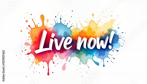 Colorful splash design with the bold text 