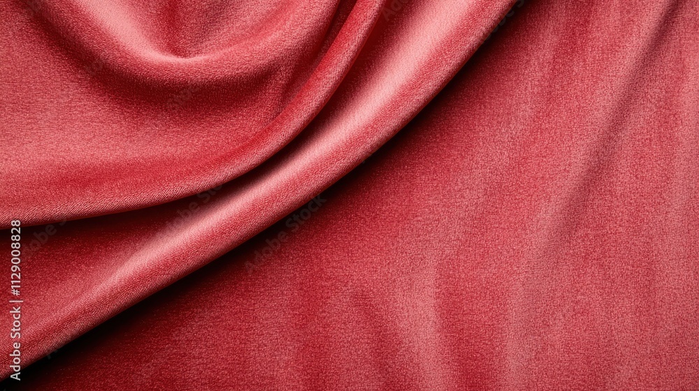 Fototapeta premium Luxurious Soft Texture of Red Velvet Fabric Draped Elegantly