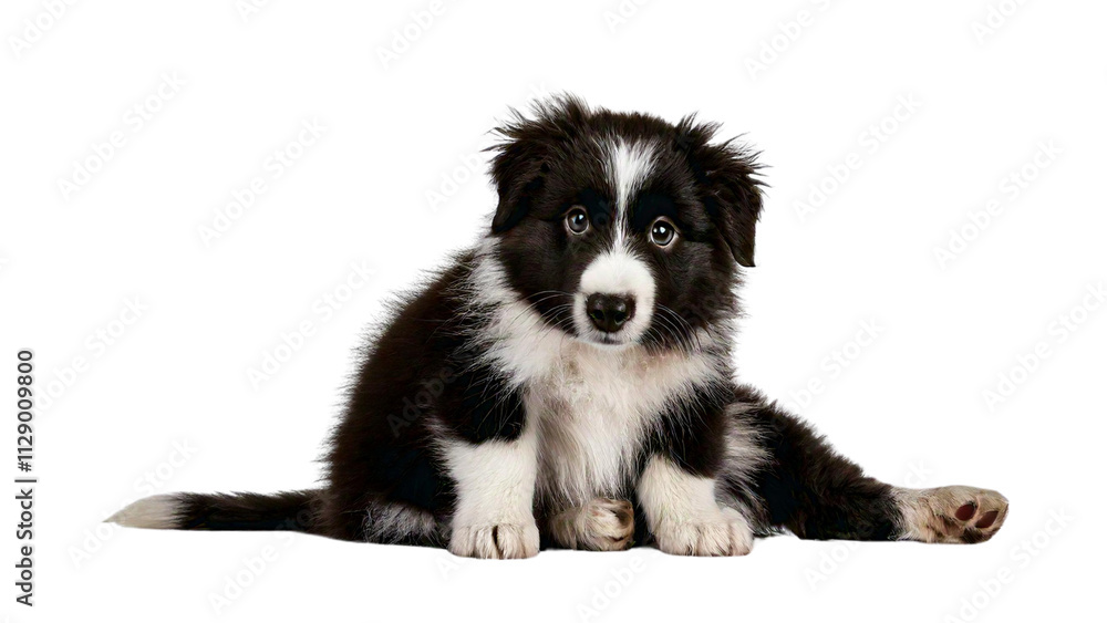 Adorable Border Collie Puppy Posing for a Photo Shoot, A Charming Canine Portrait Adorable Border Collie Puppy Posing for a Photo Shoot, A Charming Canine Portrait