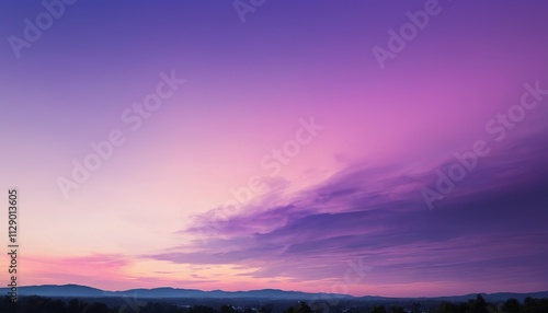 Vibrant Purple And Pink Sky During Sunset Over A Tranquil Horizon With Silhouetted Trees