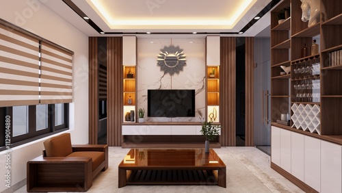 Wallpaper Mural Render Modern living room design Torontodigital.ca