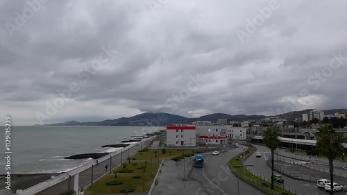 Road and sea, accelerated survey. Adler, Sochi, Russia