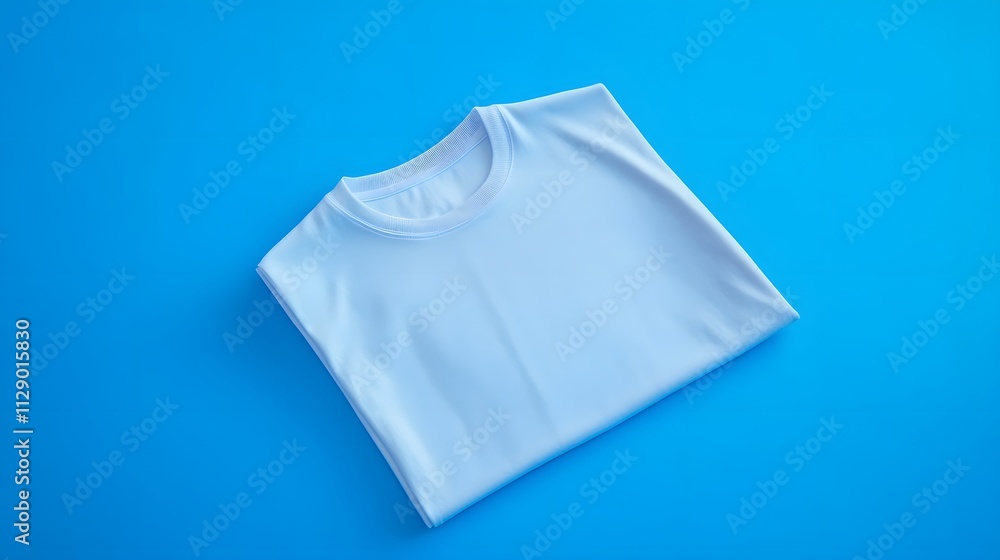 Blank mockup template of a folded T-shirt with realistic fabric textures, resting on a plain, neutral background. Blank mockup template of a folded T-shirt with realistic fabric textures, resting on a plain, neutral background.