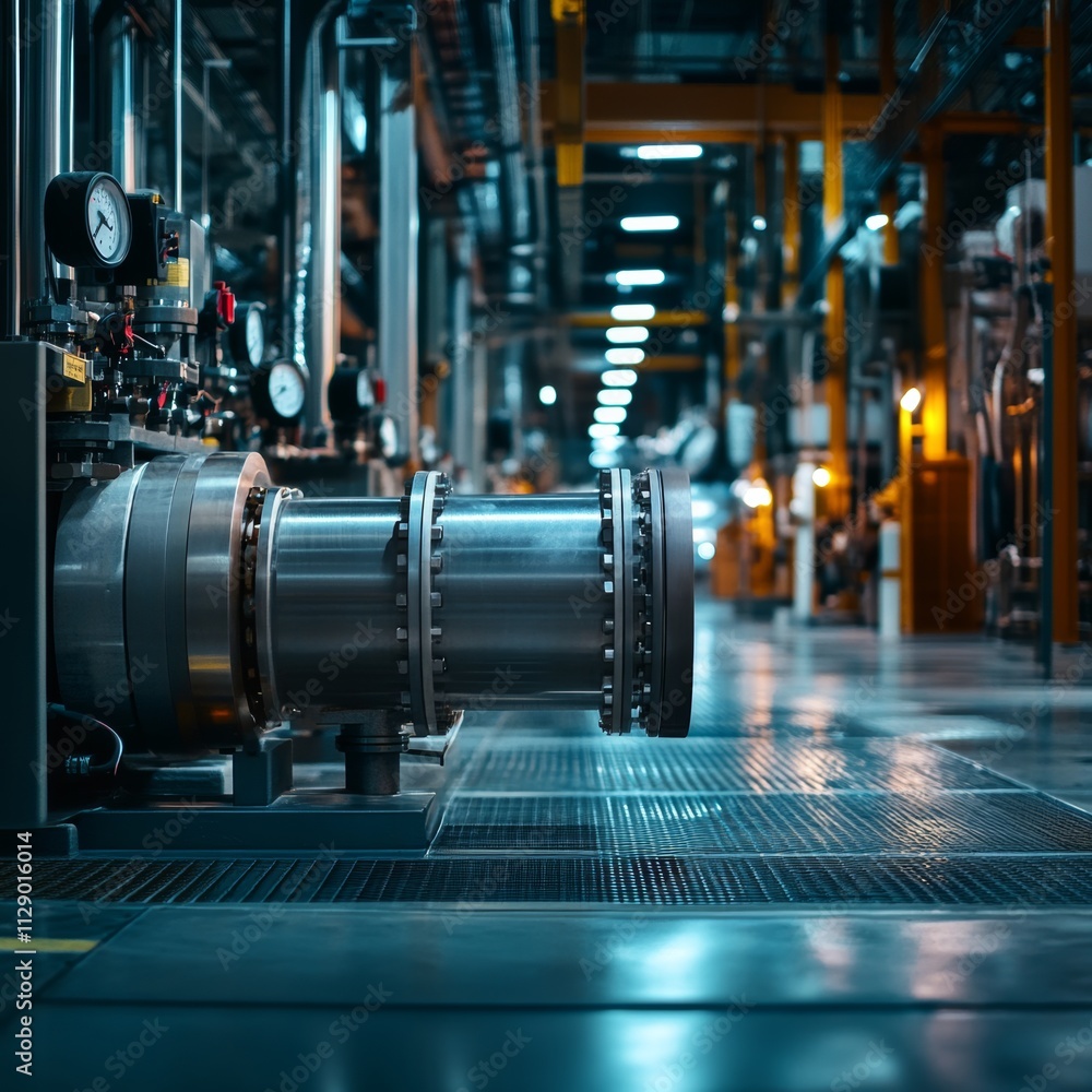 Industrial Pipeline with Equipment in Modern Facility Industrial Pipeline with Equipment in Modern Facility