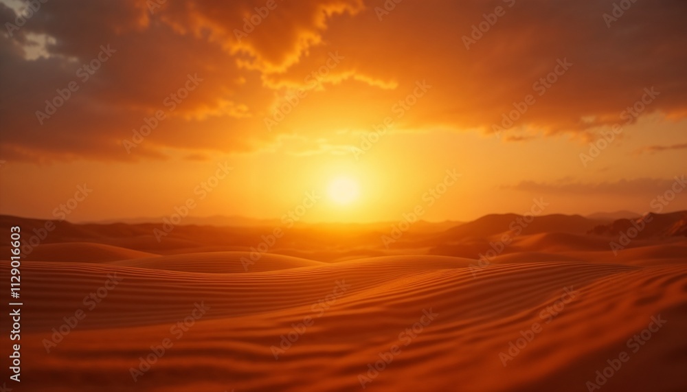 Breathtaking desert landscape at sunset with golden dunes and vibrant sky Breathtaking desert landscape at sunset with golden dunes and vibrant sky