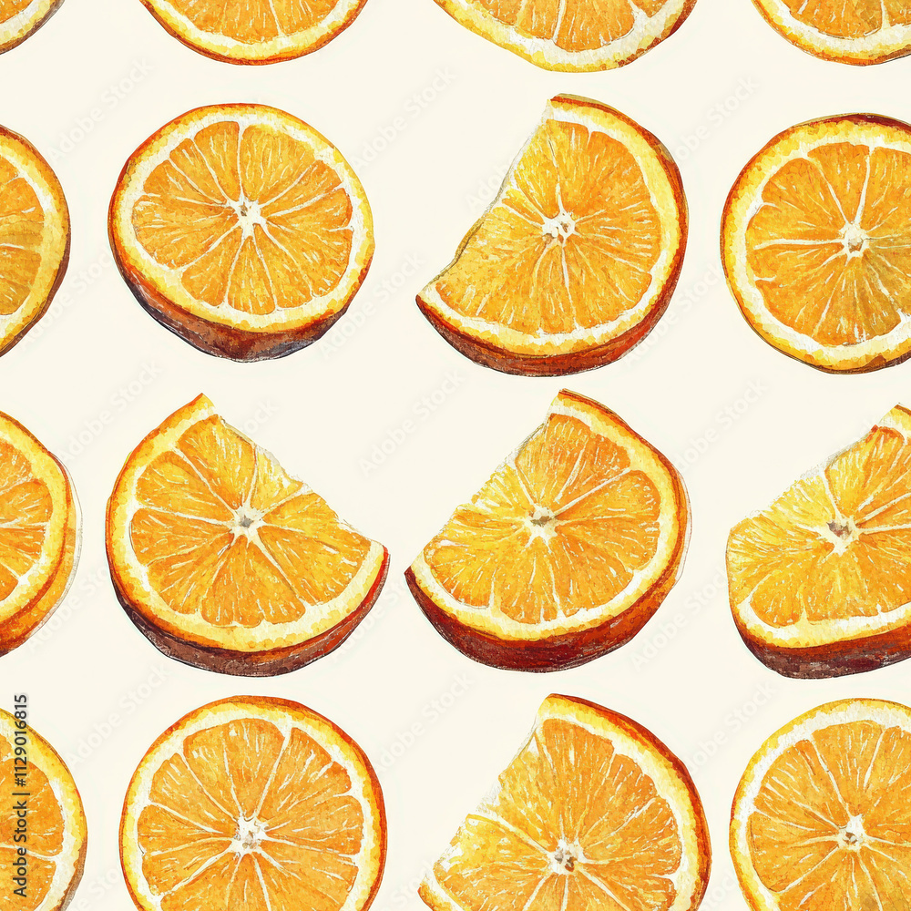 Obraz premium Juicy Citrus Delight - Vibrant Orange Slices pattern tile