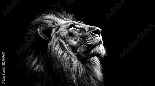 Majestic Lion in Black and White: A Symbol of Power and Serenity