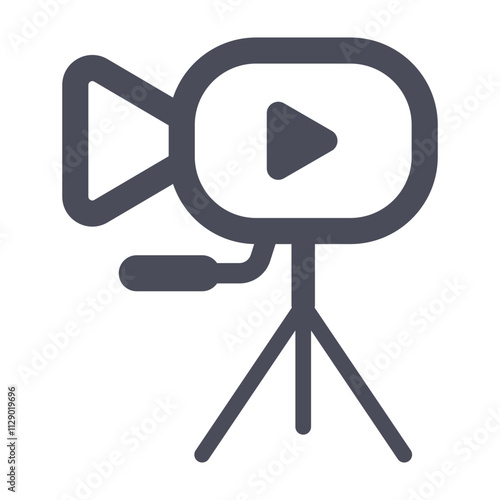 Clip, Film, Video Icon - Glyph Style Vector on White Background