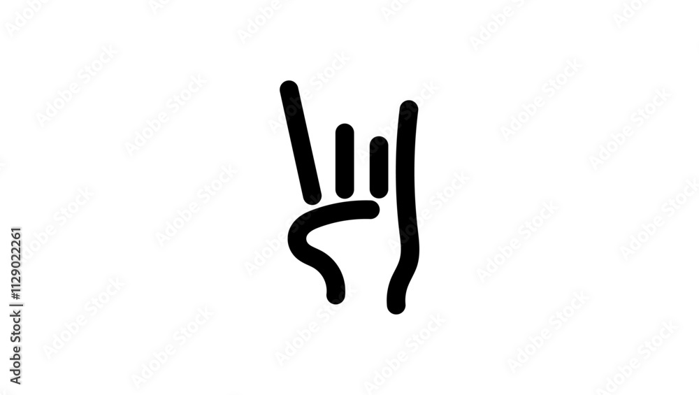 Hand Horns sign, black isolated silhouette Hand Horns sign, black isolated silhouette
