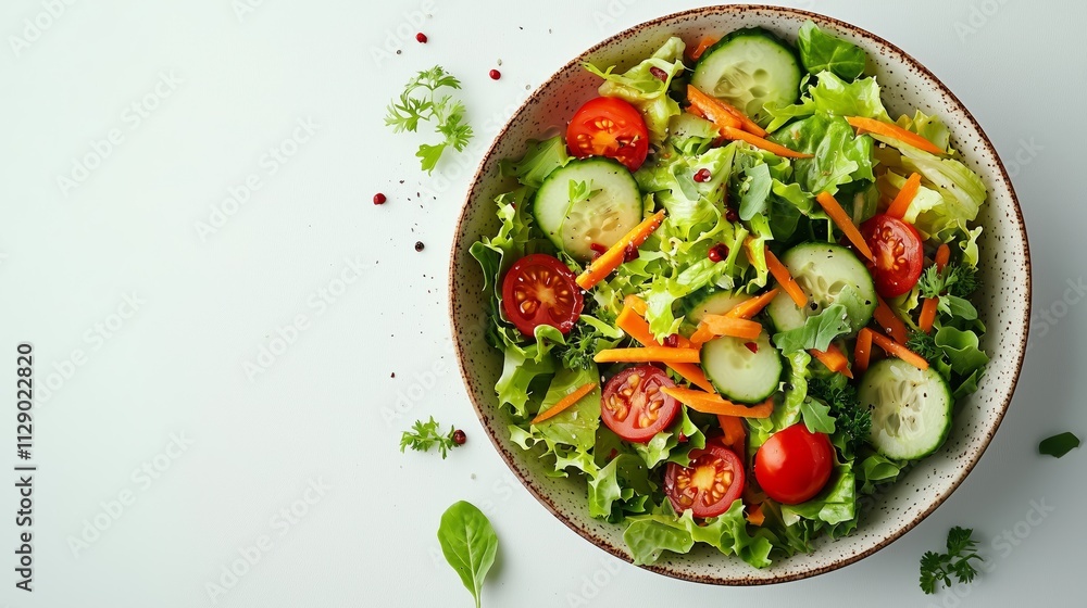Fresh Colorful Salad with Cucumbers, Tomatoes, and Carrots in Bowl Fresh Colorful Salad with Cucumbers, Tomatoes, and Carrots in Bowl