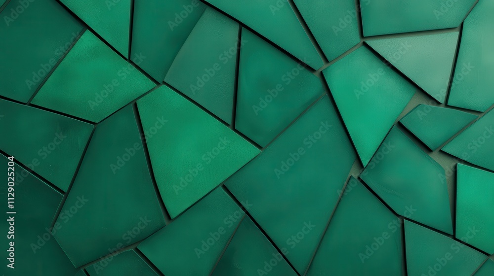 Abstract Green Geometric Pattern with Shattered Shapes and Textures Abstract Green Geometric Pattern with Shattered Shapes and Textures