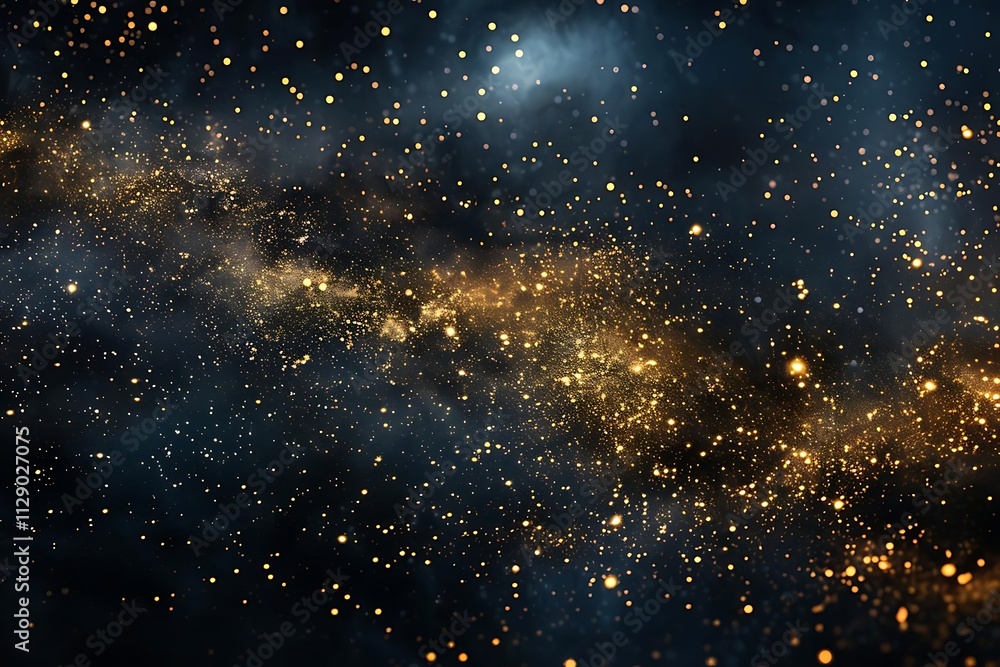 Cosmic nebula with gold and blue hues, stars, and dust clouds. Cosmic nebula with gold and blue hues, stars, and dust clouds.
