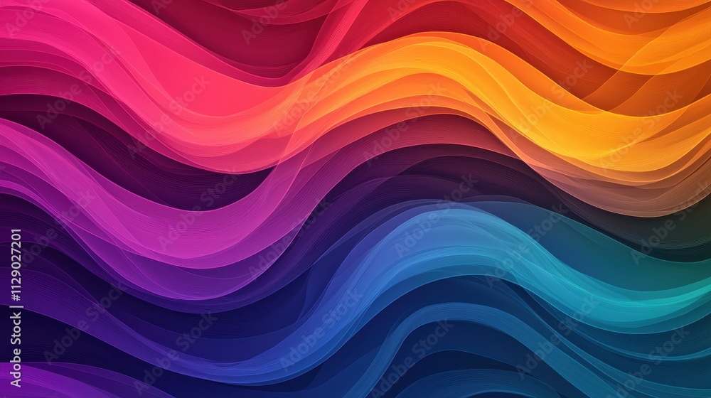 Obraz premium Colorful Abstract Waves in Vibrant Gradient for Background Design