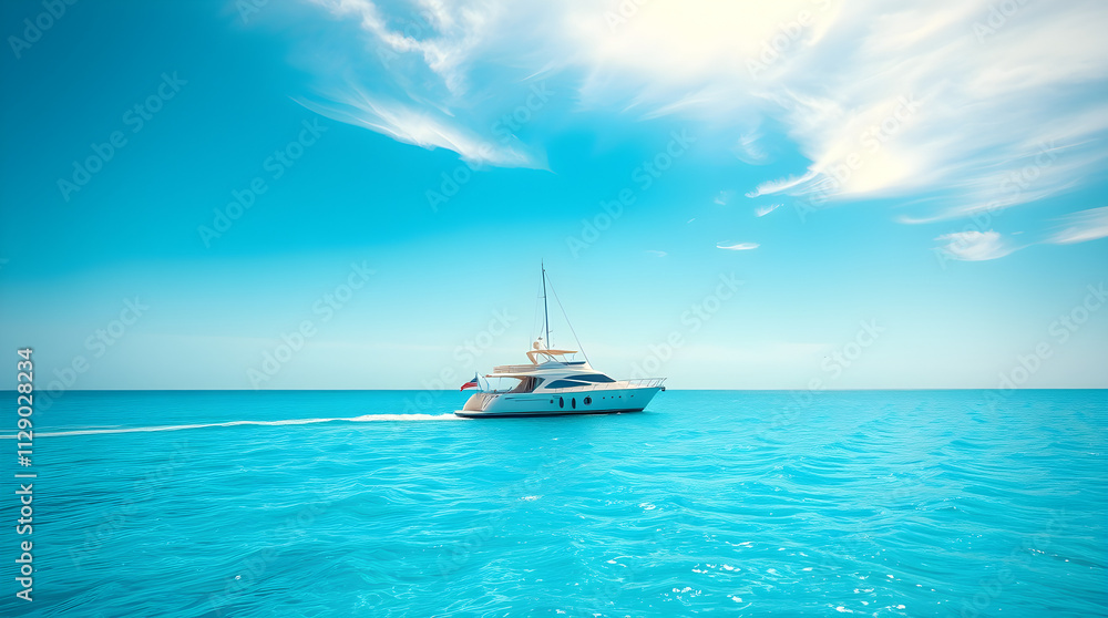 Obraz premium Lonely Yacht on Clear Sea