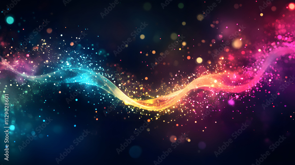 Fototapeta premium Abstract Colorful Lightwave Sparkles Swirling Through Space
