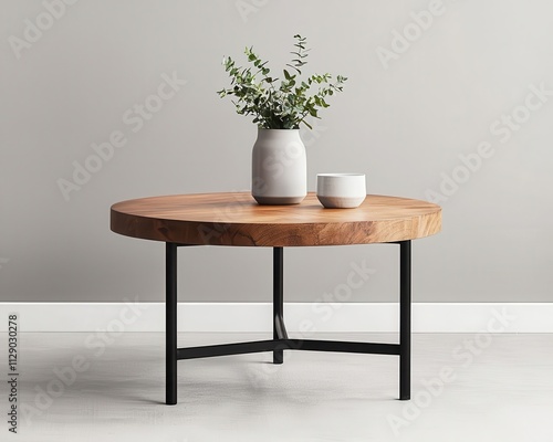 Industrialmodern living room with polished concrete flooring and black steel accents, Modern design, Urban sophistication photo