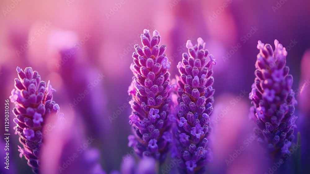 Obraz premium Serene Lavender Field at Sunset: A Symphony of Purple Hues