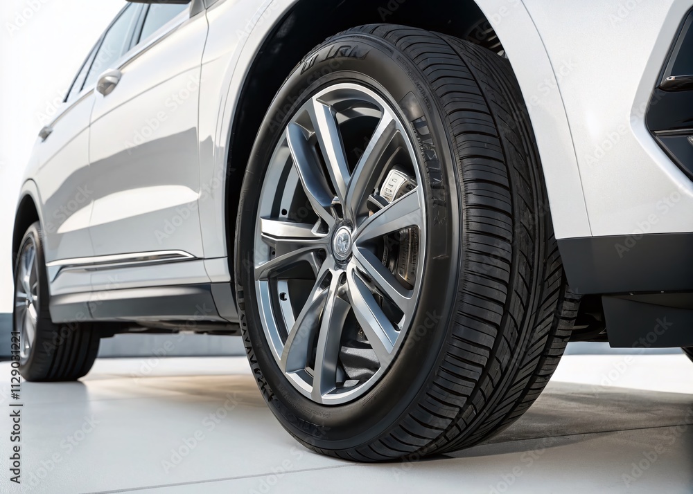 High-Quality Isolated Vehicle Tire with Alloy Wheel Rim on a Clean Background for Automotive and Tire Industry Use High-Quality Isolated Vehicle Tire with Alloy Wheel Rim on a Clean Background for Automotive and Tire Industry Use
