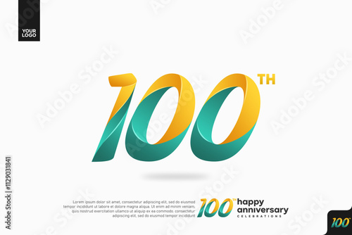 Number 100 logo icon design, 100th birthday logo number, anniversary 100