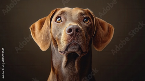 Wallpaper Mural Brown dog with expressive eyes posing against a dark background, showcasing its features and personality in a studio setting during a calm moment Torontodigital.ca