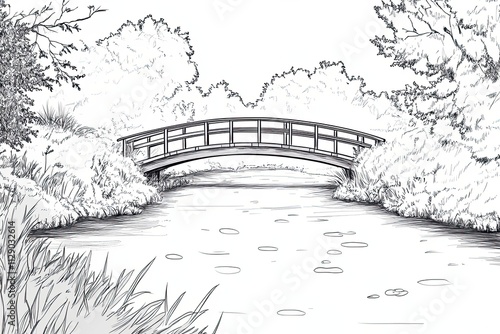 Wallpaper Mural Wooden Bridge Spanning Serene River Amidst Lush Greenery Torontodigital.ca