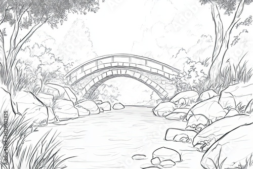 Wallpaper Mural Stone Arch Bridge Over a Rocky Stream in a Wooded Area Torontodigital.ca