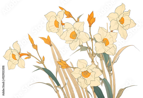 PNG  Daffodil flower plant art. photo