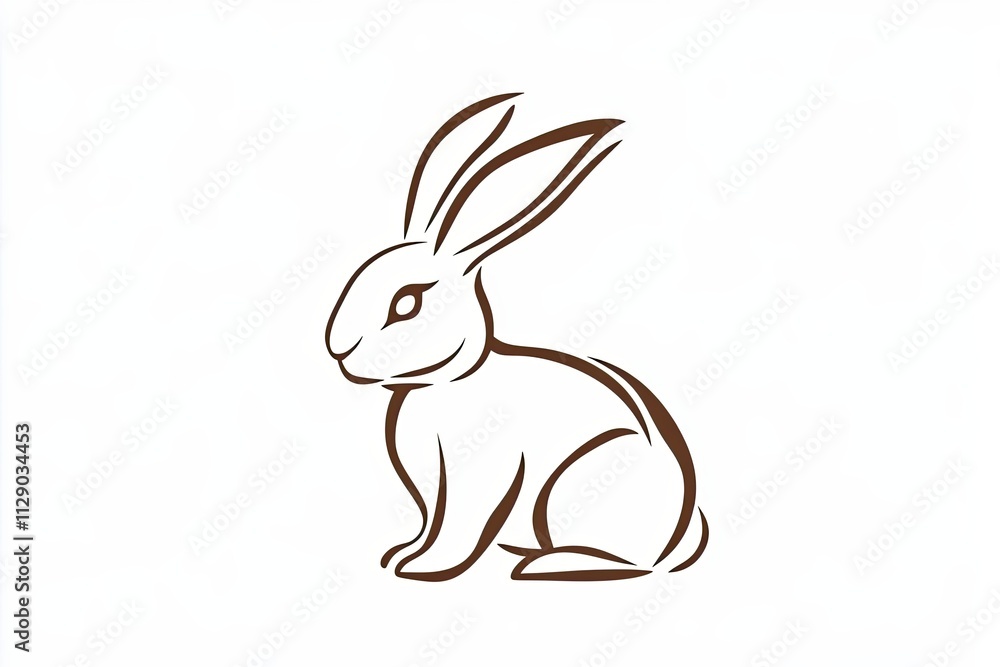 Elegant Line Art Drawing Of A Sitting Rabbit Elegant Line Art Drawing Of A Sitting Rabbit