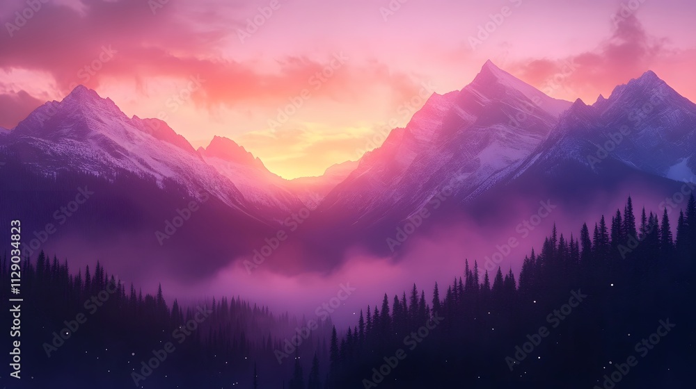 Purple Mountain Sunset Illustration Purple Mountain Sunset Illustration