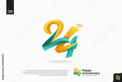Number 24 logo icon design, 24th birthday logo number, anniversary 24