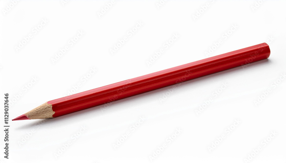 Red wooden pencil for writing isolated on white background Red wooden pencil for writing isolated on white background