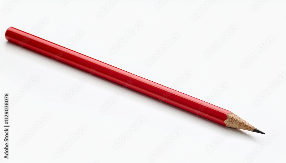 Red wooden pencil for writing isolated on white background Red wooden pencil for writing isolated on white background