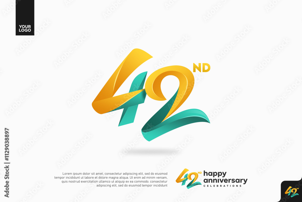 Fototapeta premium Number 42 logo icon design, 42nd birthday logo number, anniversary 42