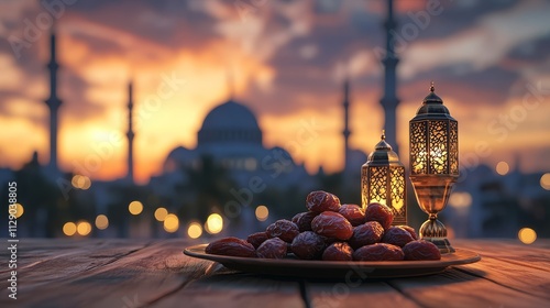 Wallpaper Mural Dates, lanterns, and mosque at sunset. (1) Torontodigital.ca