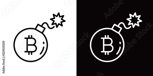 ビットコインと爆弾のシンプルなアイコン