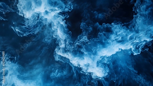 Abstract Blue Smoke Swirling Design Background