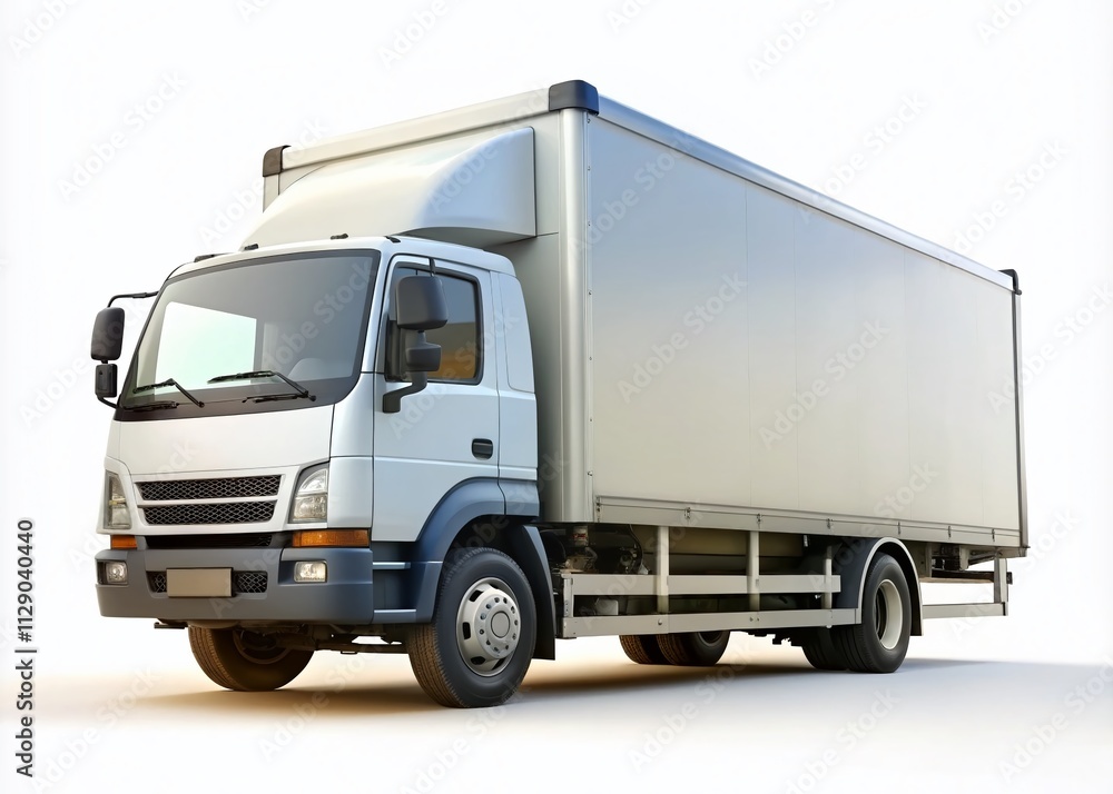 Isolated Box Truck Template on a White Background for Design Projects, Perfect for Advertising, Logistics, Transportation, and Delivery Services Needs, High Depth of Field Isolated Box Truck Template on a White Background for Design Projects, Perfect for Advertising, Logistics, Transportation, and Delivery Services Needs, High Depth of Field