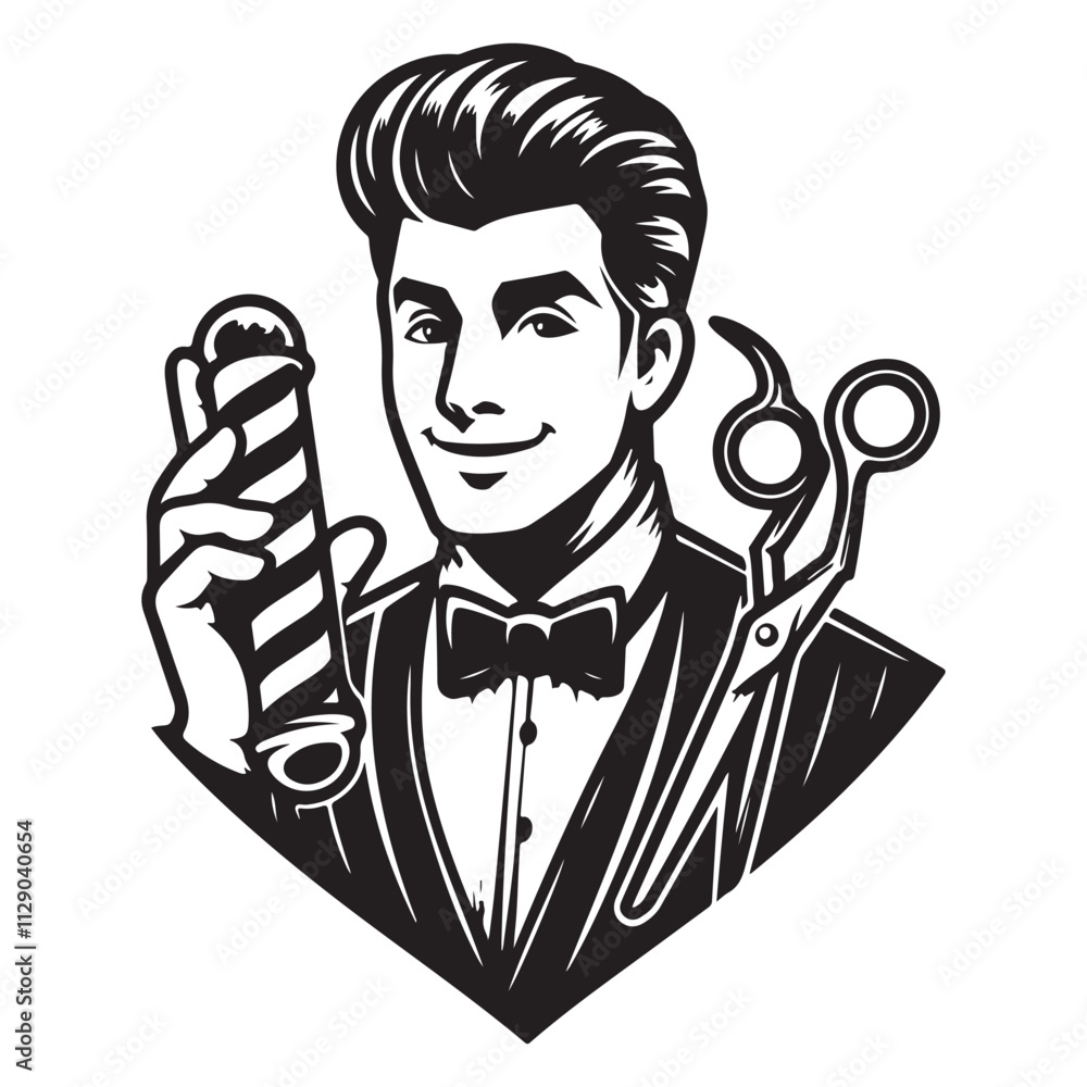 Black and white barber logo vector for your service Black and white barber logo vector for your service